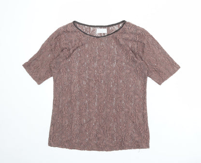 Womens UK Size L Zara Pink Basic T-Shirt