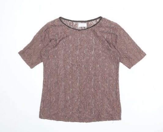 Womens UK Size L Zara Pink Basic T-Shirt