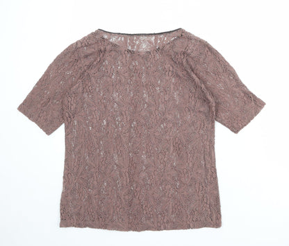 Womens UK Size L Zara Pink Basic T-Shirt