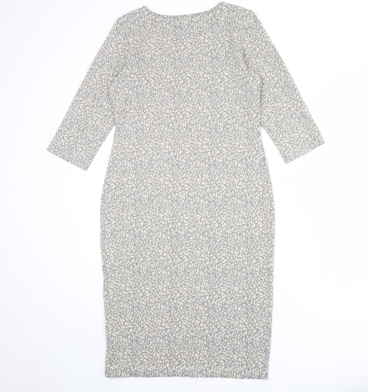 Dorothy Perkins Womens Grey Animal Print Polyester Bodycon Size 12 Round Neck Pullover - Leopard pattern