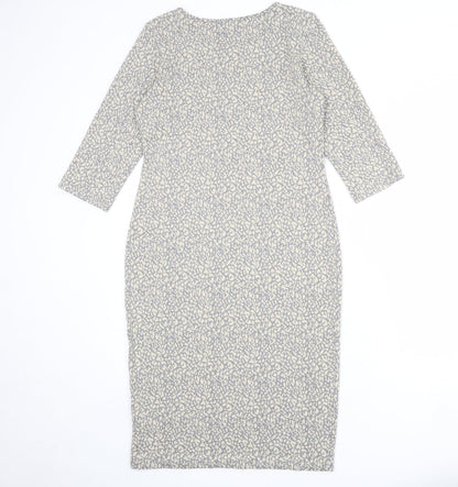 Dorothy Perkins Womens Grey Animal Print Polyester Bodycon Size 12 Round Neck Pullover - Leopard pattern