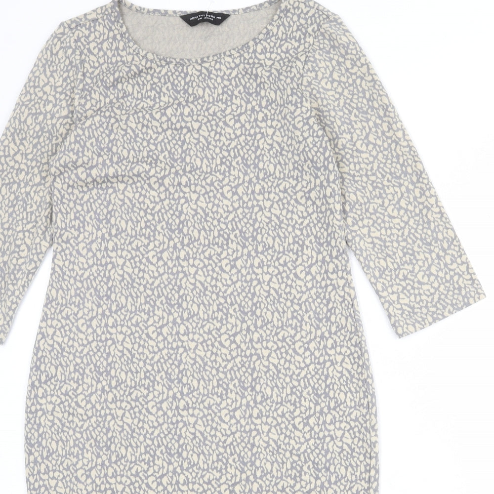 Dorothy Perkins Womens Grey Animal Print Polyester Bodycon Size 12 Round Neck Pullover - Leopard pattern
