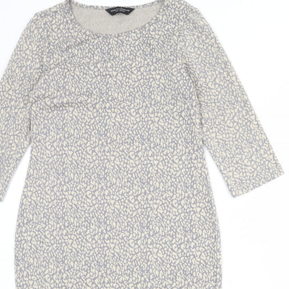 Dorothy Perkins Womens Grey Animal Print Polyester Bodycon Size 12 Round Neck Pullover - Leopard pattern
