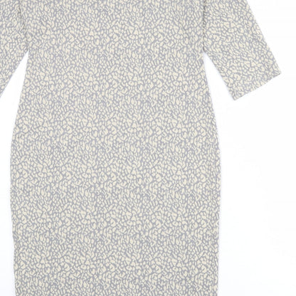 Dorothy Perkins Womens Grey Animal Print Polyester Bodycon Size 12 Round Neck Pullover - Leopard pattern