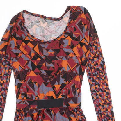 Limited Collection Womens Multicoloured Geometric Viscose A-Line Size 8 Round Neck Pullover