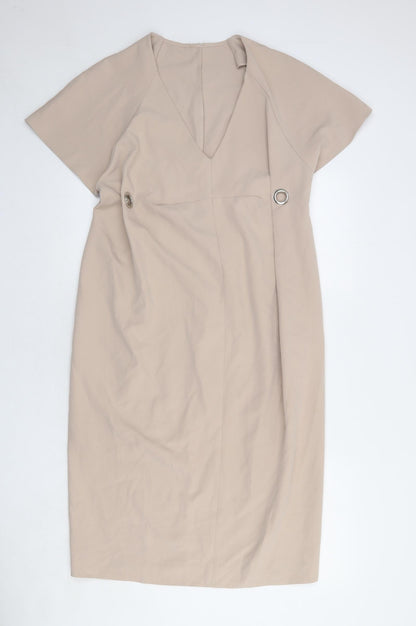 ASOS Womens Beige Polyester Shift Size 10 V-Neck Pullover