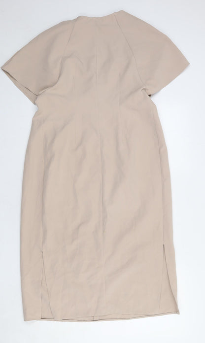 ASOS Womens Beige Polyester Shift Size 10 V-Neck Pullover