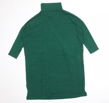 Joy Womens Green Polyester Jumper Dress Size 10 High Neck Pullover