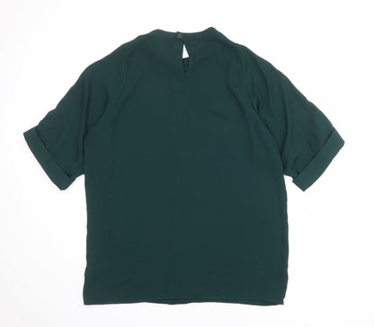 Autograph Womens Green Polyester Basic Blouse Size 10 Mock Neck