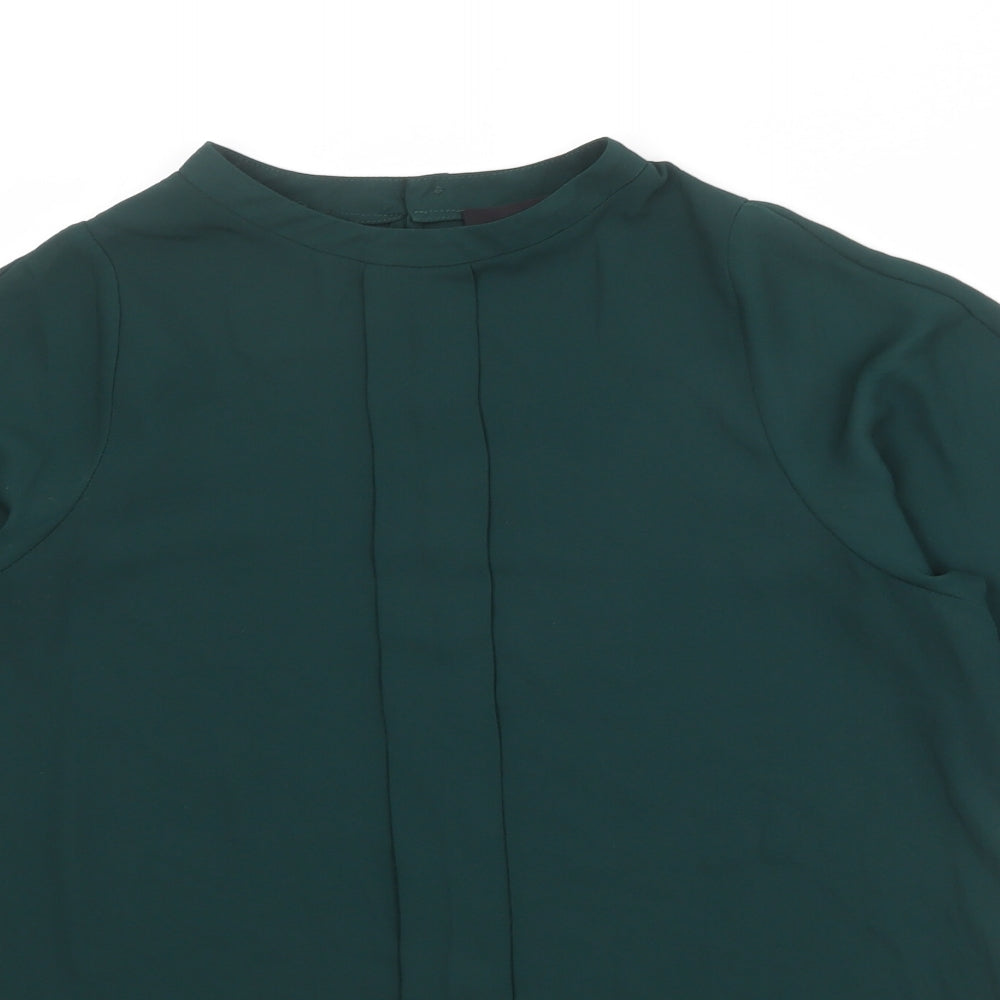 Autograph Womens Green Polyester Basic Blouse Size 10 Mock Neck