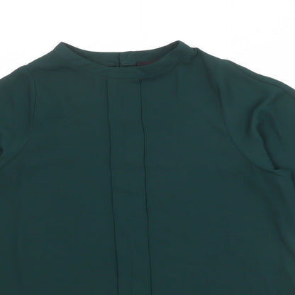 Autograph Womens Green Polyester Basic Blouse Size 10 Mock Neck