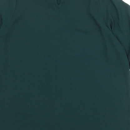 Autograph Womens Green Polyester Basic Blouse Size 10 Mock Neck