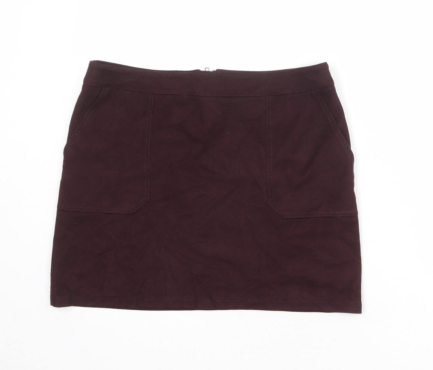 Dorothy Perkins Womens Purple Polyester A-Line Skirt Size 12 Zip