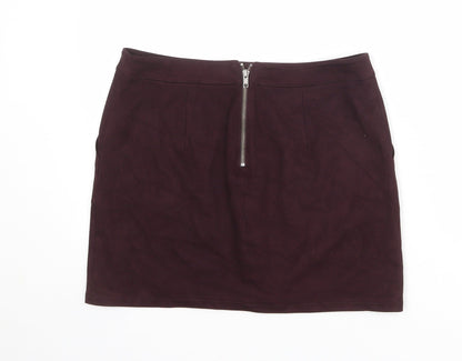 Dorothy Perkins Womens Purple Polyester A-Line Skirt Size 12 Zip