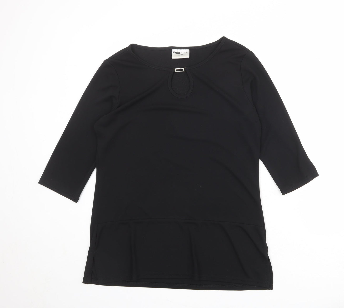 Womens UK Size 10 Sara Black Basic T-Shirt