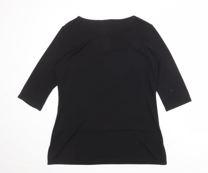 Womens UK Size 10 Sara Black Basic T-Shirt