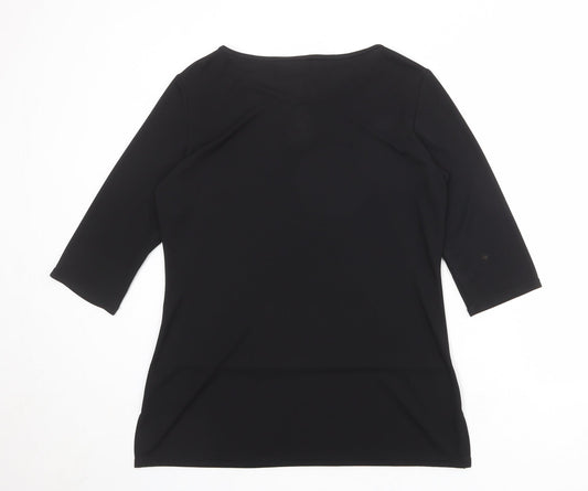 Womens UK Size 10 Sara Black Basic T-Shirt