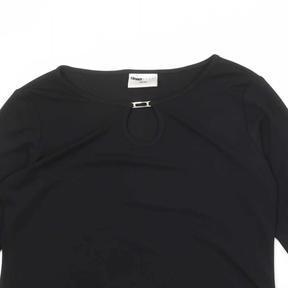 Womens UK Size 10 Sara Black Basic T-Shirt