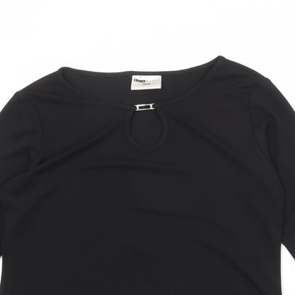 Womens UK Size 10 Sara Black Basic T-Shirt