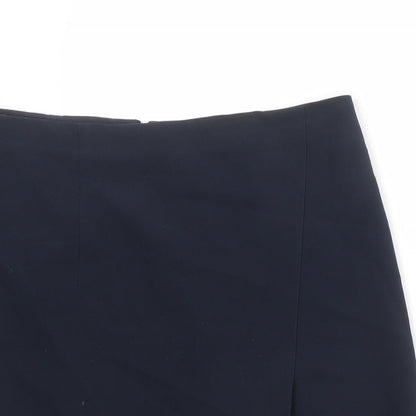 Marks and Spencer Womens Blue Polyester Mini Skirt Size 36 in Zip - Wrap Style