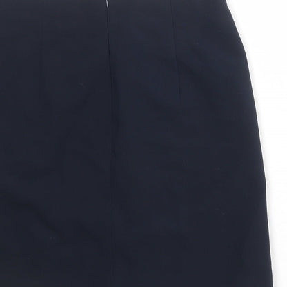 Marks and Spencer Womens Blue Polyester Mini Skirt Size 36 in Zip - Wrap Style