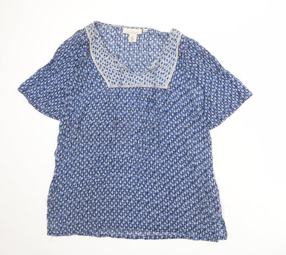 Womens UK Size 10 H&M Blue Basic T-Shirt