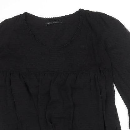 NEXT Womens Black Polka Dot Polyester A-Line Size 12 Scoop Neck Pullover