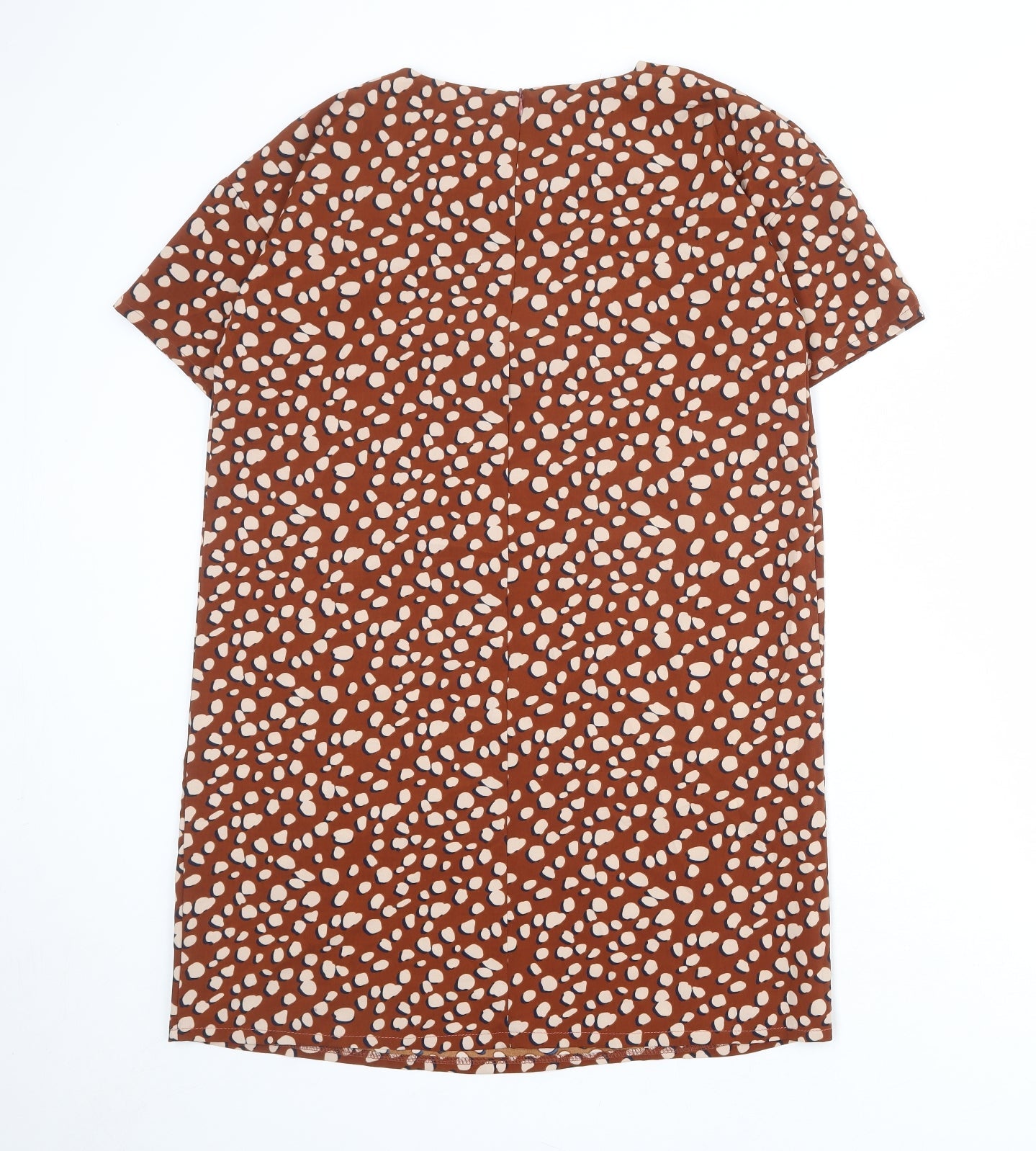 Boohoo Womens Brown Floral Polyester A-Line Size 12 Round Neck Zip