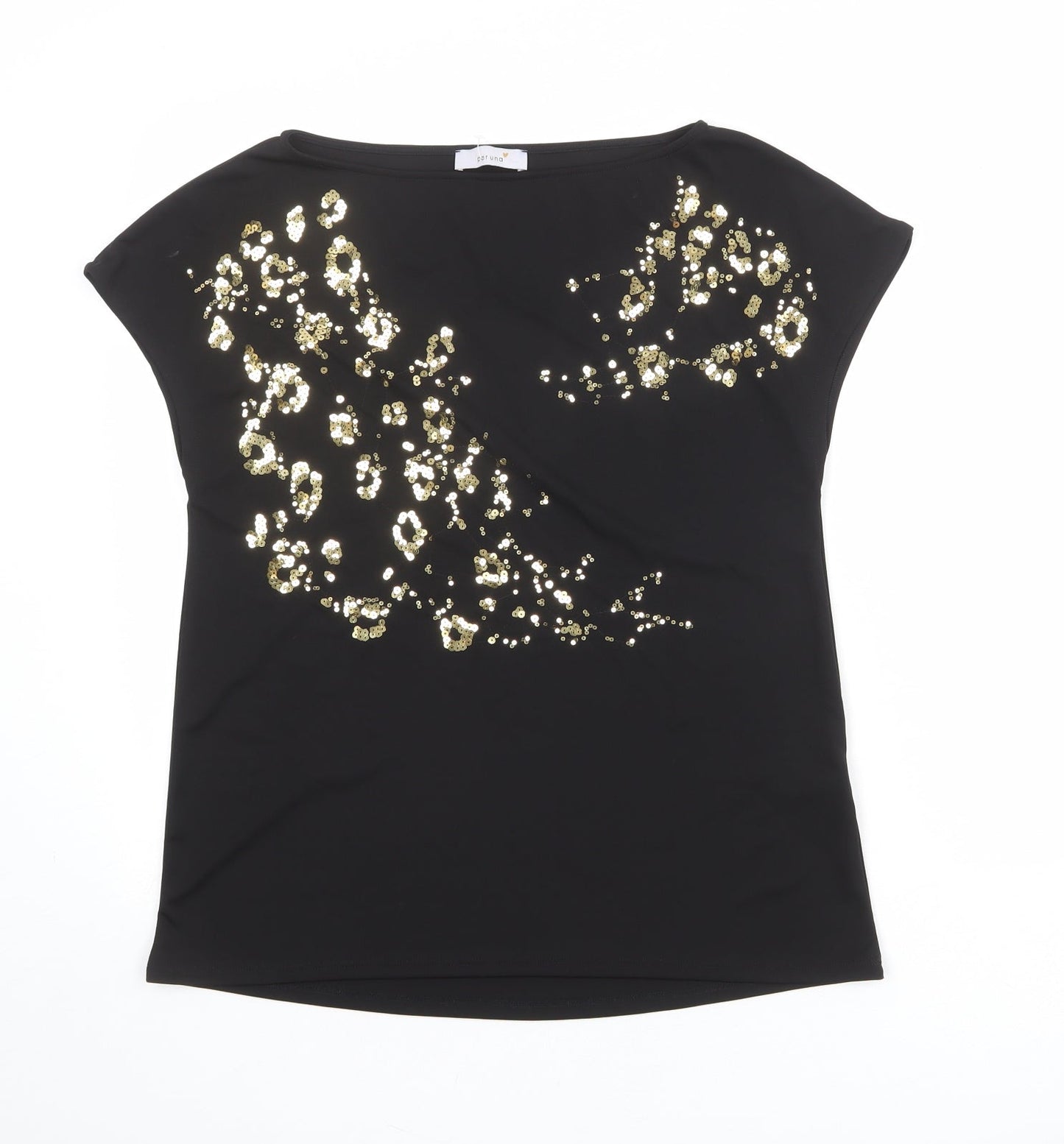 Womens UK Size 8 Per Una Black Basic T-Shirt