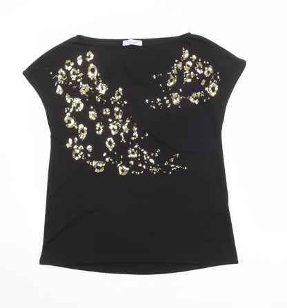 Womens UK Size 8 Per Una Black Basic T-Shirt