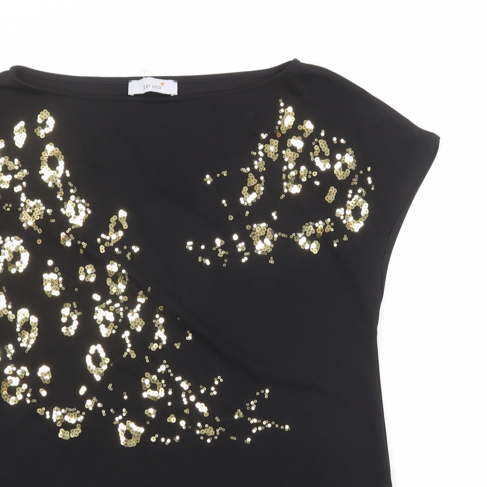 Womens UK Size 8 Per Una Black Basic T-Shirt