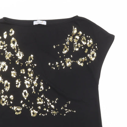 Womens UK Size 8 Per Una Black Basic T-Shirt