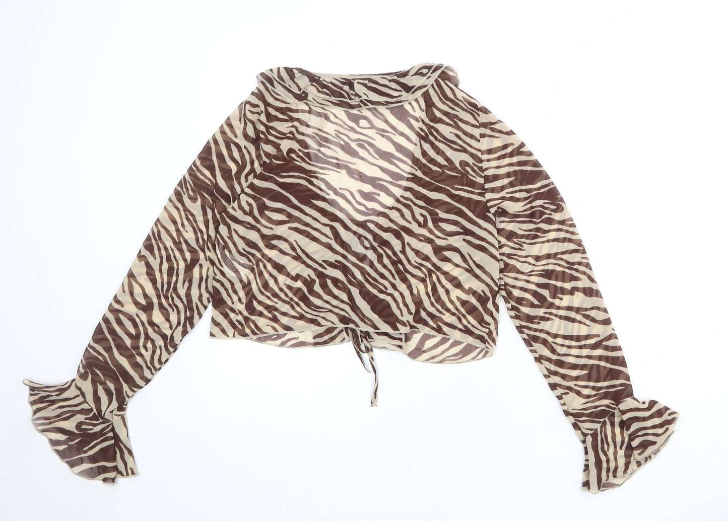 Womens UK Size M Stradivarius Beige Cropped Blouse