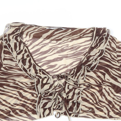 Womens UK Size M Stradivarius Beige Cropped Blouse