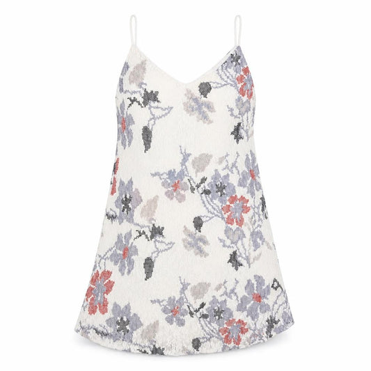Urban Revivo Womens Ivory Floral Polyester Slip Dress Size 14 V-Neck Pullover
