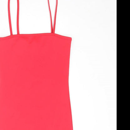 PRETTYLITTLETHING Womens Red Polyester Bodycon Size 8 Square Neck Pullover