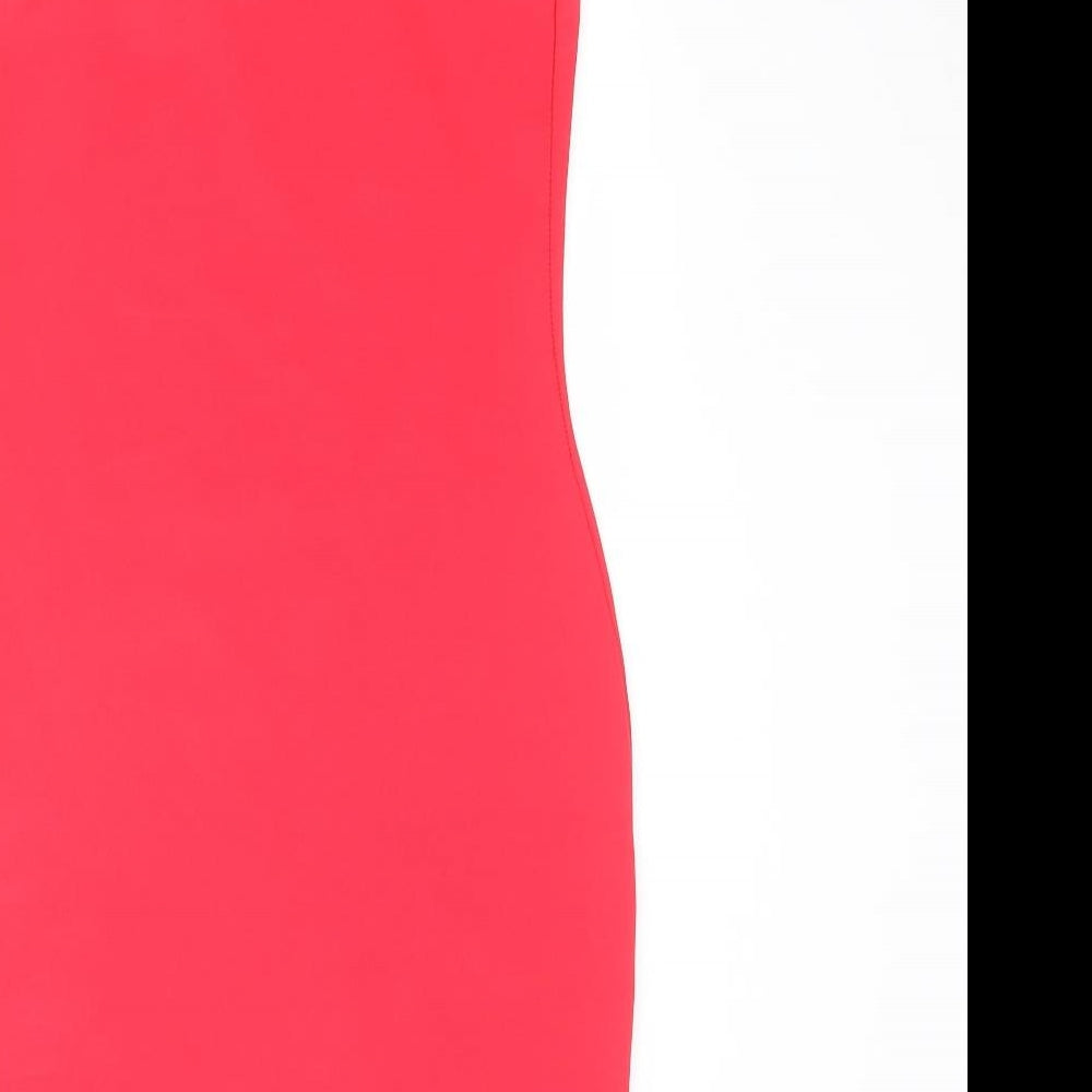 PRETTYLITTLETHING Womens Red Polyester Bodycon Size 8 Square Neck Pullover