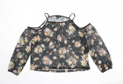 Womens UK Size 12 New Look Black Basic Blouse
