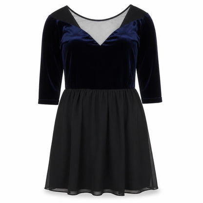Divided by H&M Womens Black Colourblock Polyester Fit & Flare Size 14 Round Neck Pullover