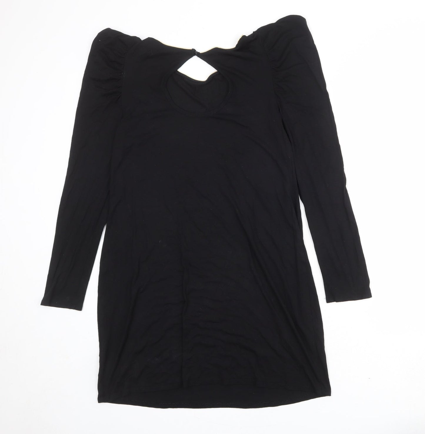 Dorothy Perkins Womens Black Viscose A-Line Size 16 Round Neck Button