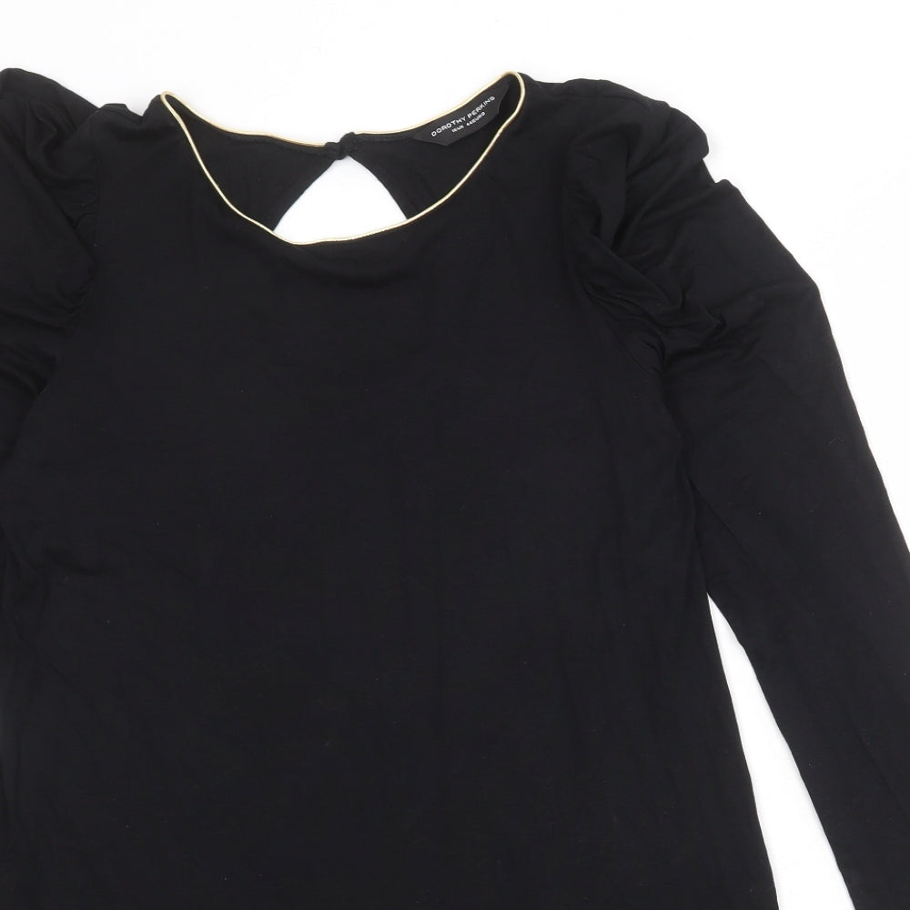 Dorothy Perkins Womens Black Viscose A-Line Size 16 Round Neck Button