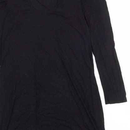 Dorothy Perkins Womens Black Viscose A-Line Size 16 Round Neck Button