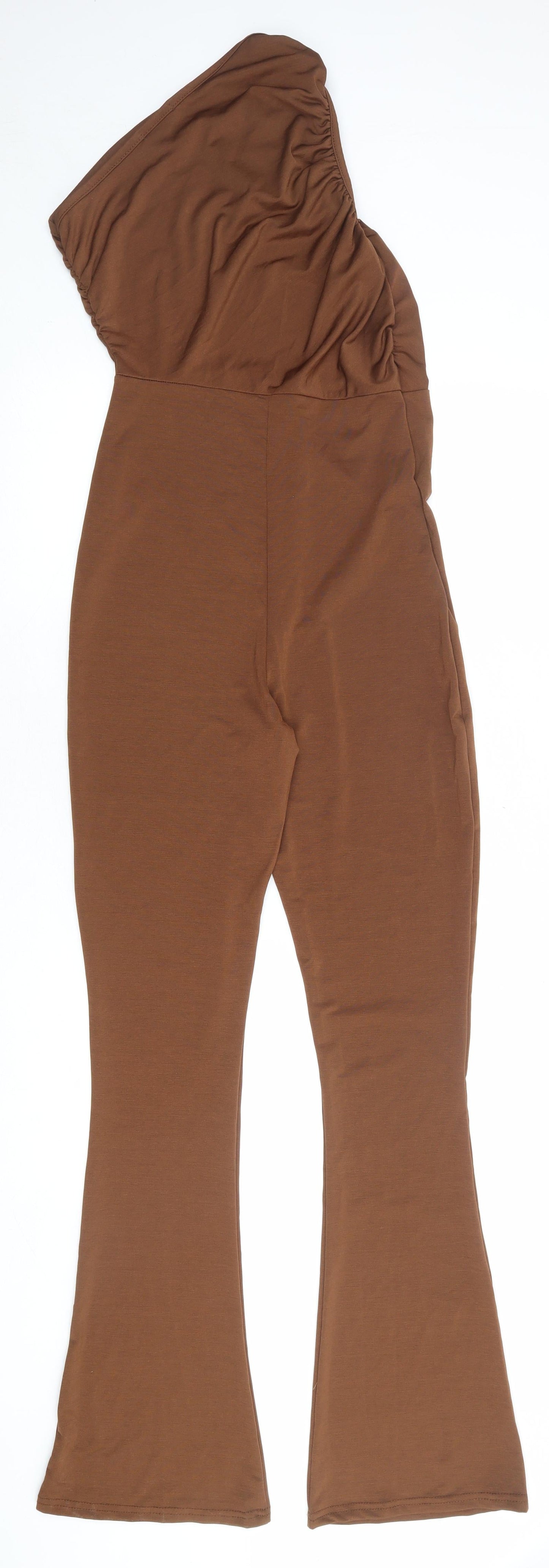 PRETTYLITTLETHING Womens Brown Polyester Jumpsuit One-Piece Size 8 Pullover