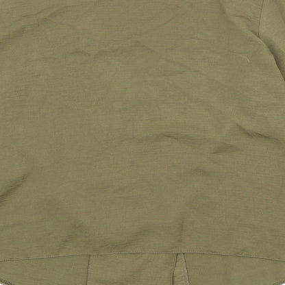 New Look Womens Green Polyester Basic Button-Up Size 8 V-Neck