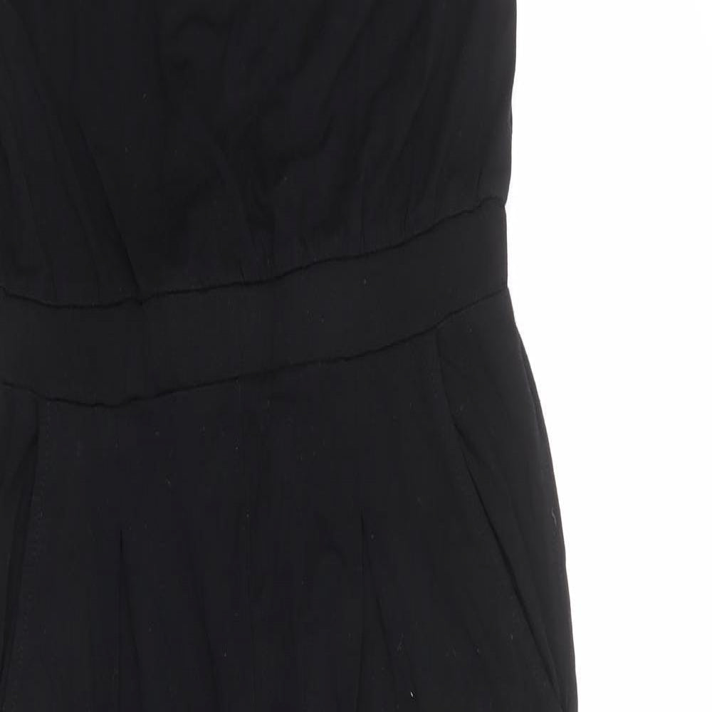 Topshop Womens Black Polyester Jumpsuit One-Piece Size 10 Button