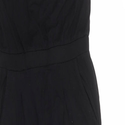 Topshop Womens Black Polyester Jumpsuit One-Piece Size 10 Button