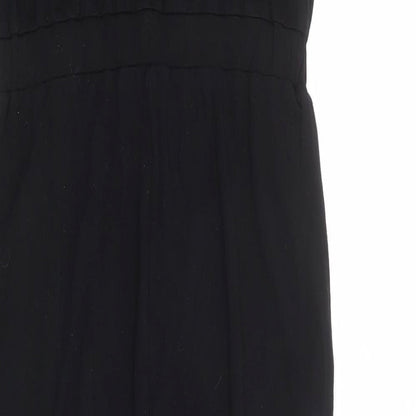 Topshop Womens Black Polyester Jumpsuit One-Piece Size 10 Button