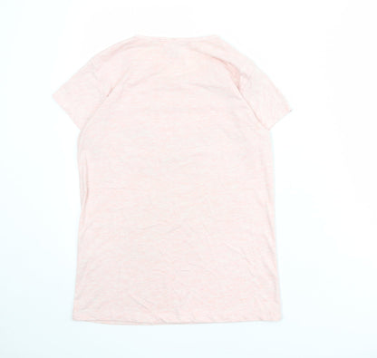 Kafkame Womens Pink 100% Cotton Basic T-Shirt Size M Round Neck - Paris