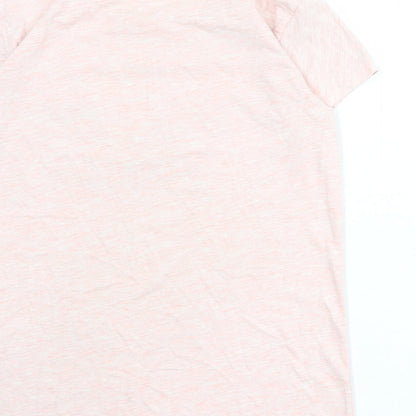 Kafkame Womens Pink 100% Cotton Basic T-Shirt Size M Round Neck - Paris