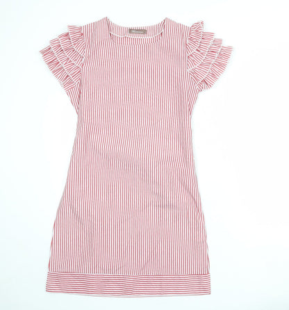 Misstorious Womens Red Striped Polyester A-Line Size M Round Neck Zip - Size M-L
